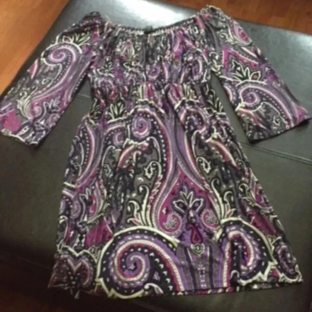 INC Paisley Print Bell Sleeve Dress